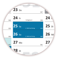 Wandkalender DIN A1 2026 + 2027 Blau - gerollt