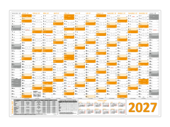 Wandkalender DIN A1 2027 Orange - gerollt