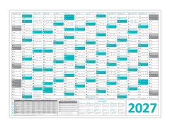 Wandkalender DIN A1 2027 Trkis - gerollt