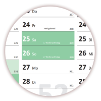 Green Wandkalender DIN A1 2027 - gerollt