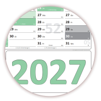 Green Wandkalender DIN A1 2027 - gerollt