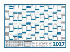Wandkalender DIN A1 2027 Blau - gerollt