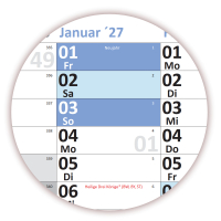 Wandkalender DIN B1 2026 + 2027 nass abwischbar
