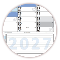 Wandkalender DIN B1 2026 + 2027 nass abwischbar