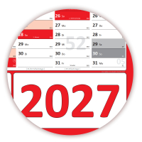 XXL Classic-1 Wandkalender DIN A0 2026 + 2027 - Rot