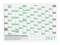 Green Wandkalender DIN A1 2027 - gerollt