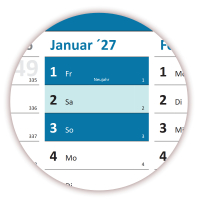 Wandkalender DIN A1 2027 Blau - gerollt