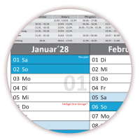 Tafelkalender 2028 DIN A4 Blau