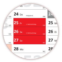 Wandkalender DIN A1 2026 Rot - gerollt