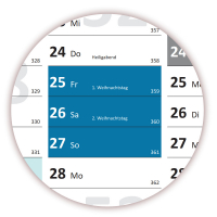Wandkalender DIN A1 2026 Blau - gerollt