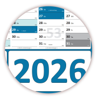 Wandkalender DIN A1 2026 Blau - gerollt