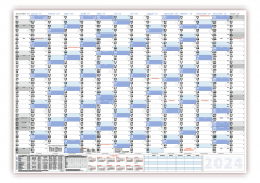 Abwischbarer Wandkalender DIN B1 2024 blau