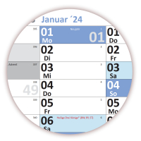 Abwischbarer Wandkalender DIN B1 2024 blau