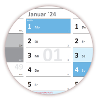 Blau Wandkalender DIN A1 Classic2 2024