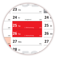 Wandkalender DIN A1 2026 + 2027 Rot - gerollt
