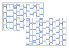XL Wandkalender DIN A1 2026 + 2027 blau nass abwischbar