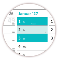 Wandkalender DIN A1 2027 Trkis - gerollt