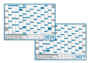 Wandkalender DIN A1 2026 + 2027 Blau - gerollt