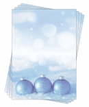 Motivpapier Briefpapier (Weihnachten-5182, DIN A4, 100 Blatt) wunderschöne blau silberne Weihnachtskugeln im glitzernden Schnee
