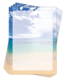 Motivpapier Briefpapier (Meer Strand-5186, DIN A4, 25 Blatt) schöner Sandstrand blaues Meer und Himmel mit Wolken