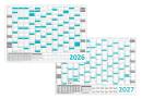 Wandkalender DIN A1 2026 + 2027 Trkis - gerollt